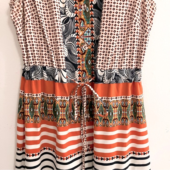 Miss Sixty M60 Graphic Color Block Sleeveless Collared Dress Size 10 - Picture 3 of 12